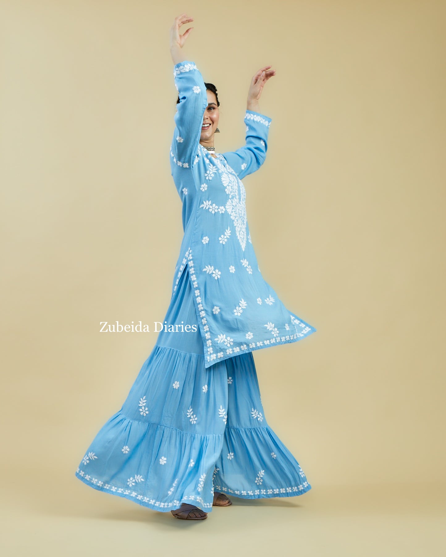 Aafreen Modal Garara Set in Powder Blue