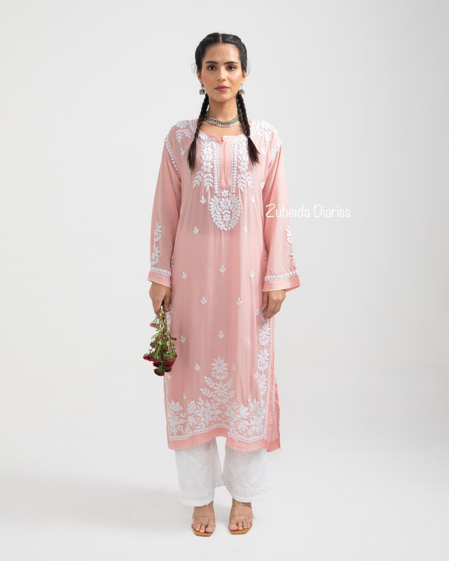 Premium~Nazakat Modal Kurta in Peach
