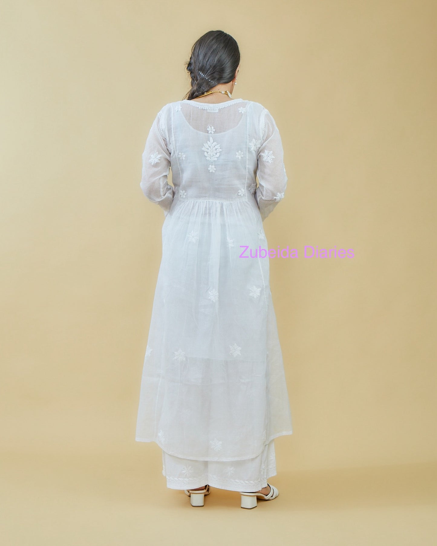 Kota Angrakha Kurta in White