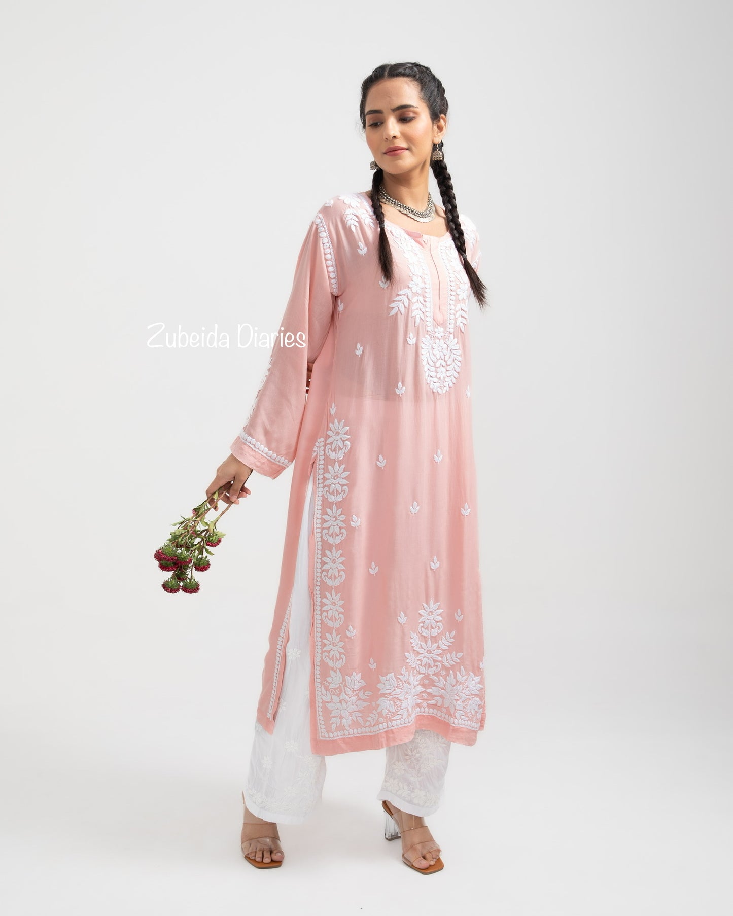 Premium~Nazakat Modal Kurta in Peach