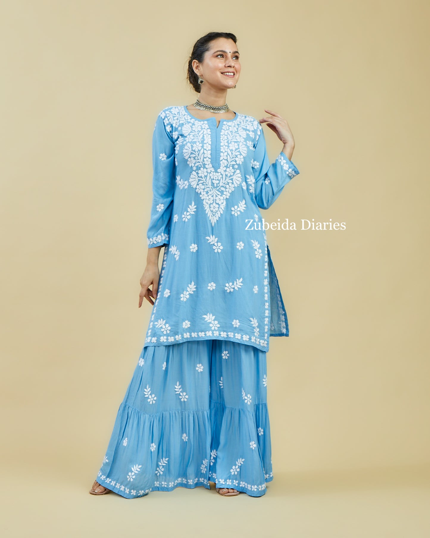 Aafreen Modal Garara Set in Powder Blue