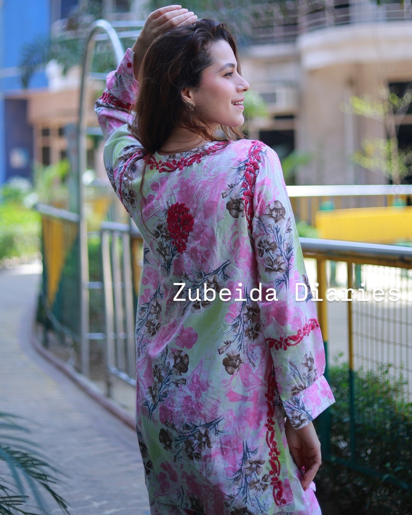 Printed Co-ord Set ~ Pink Embroidery