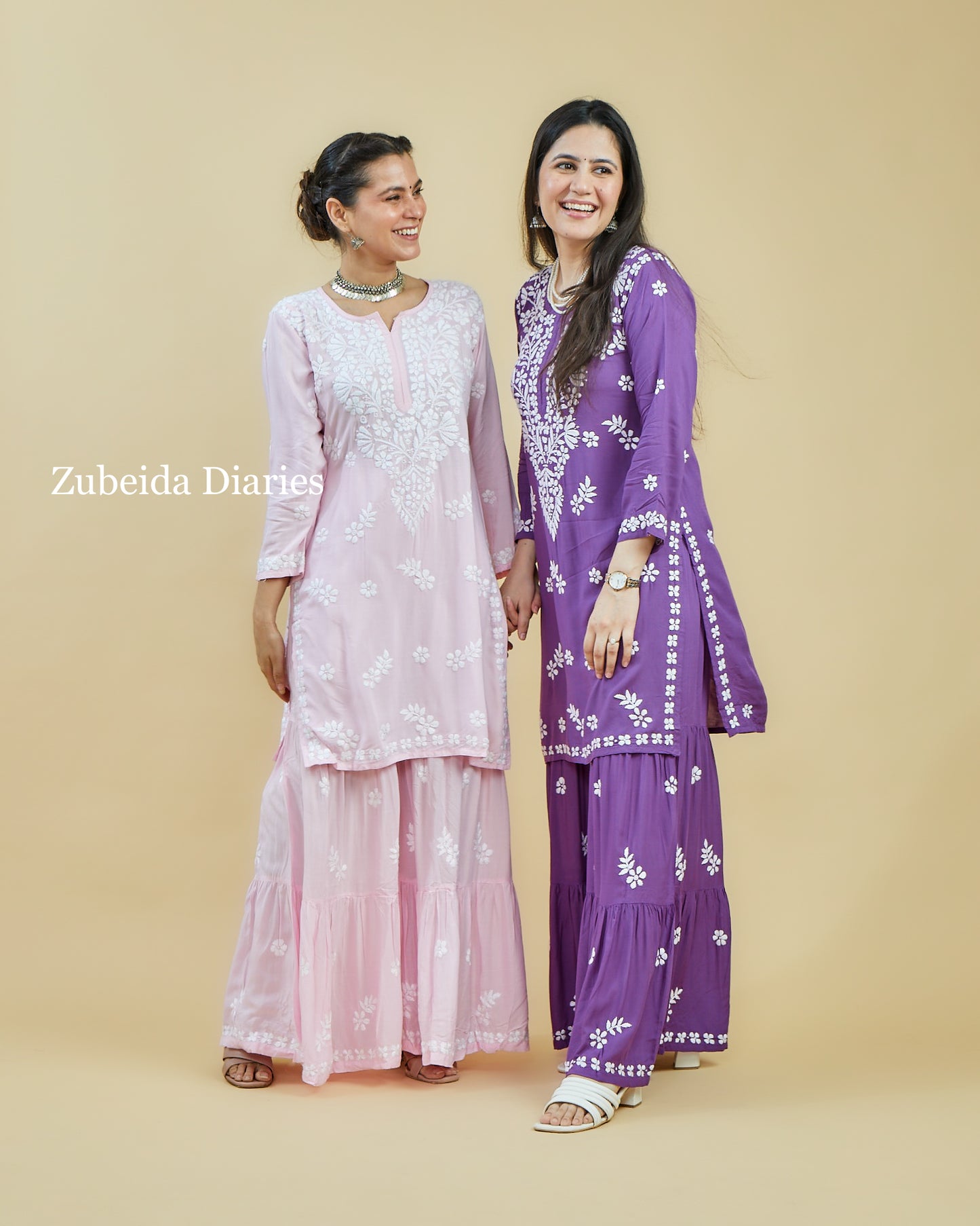 Afreen Modal Garara Set in Pastel Pink