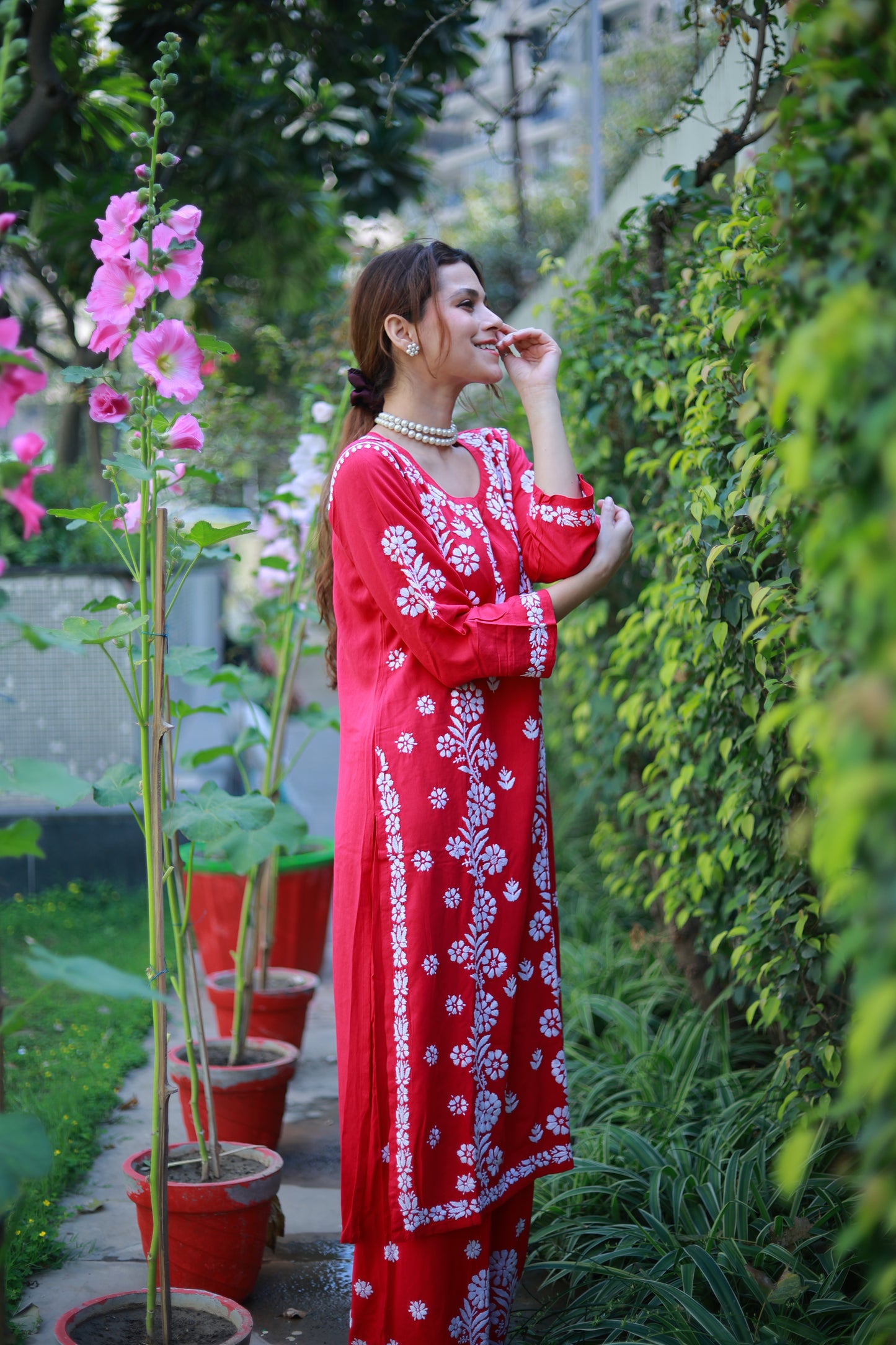 Hot Pink ~ Rayon Kurta Palazzo Set