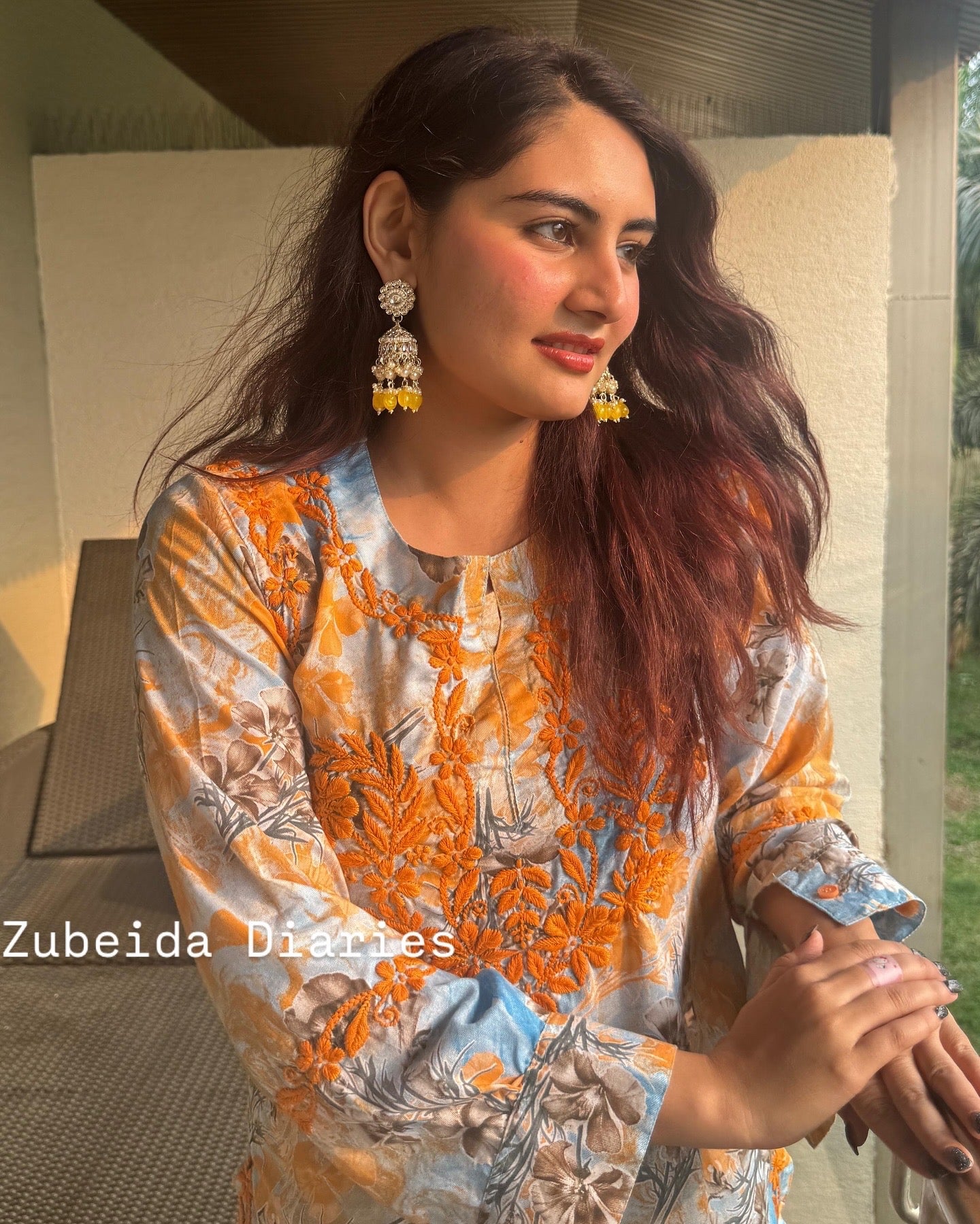Printed Co-ord Set ~ Yellow Embroidery