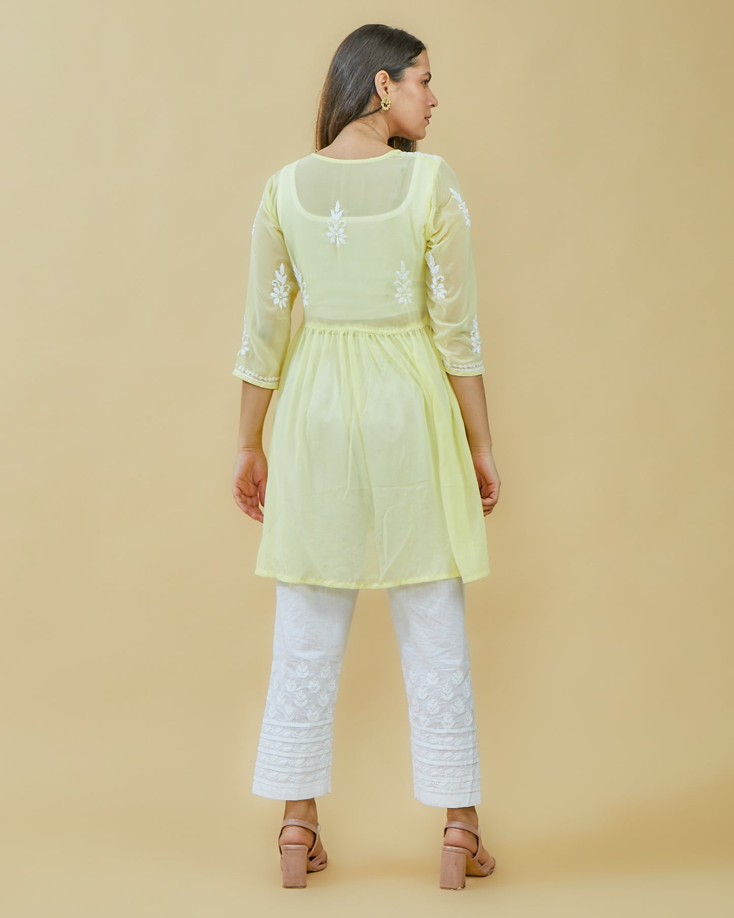 Short Georgette Top - Lime Yellow