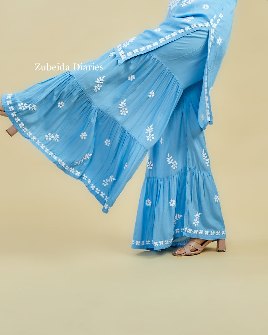 Aafreen Modal Garara Set in Powder Blue