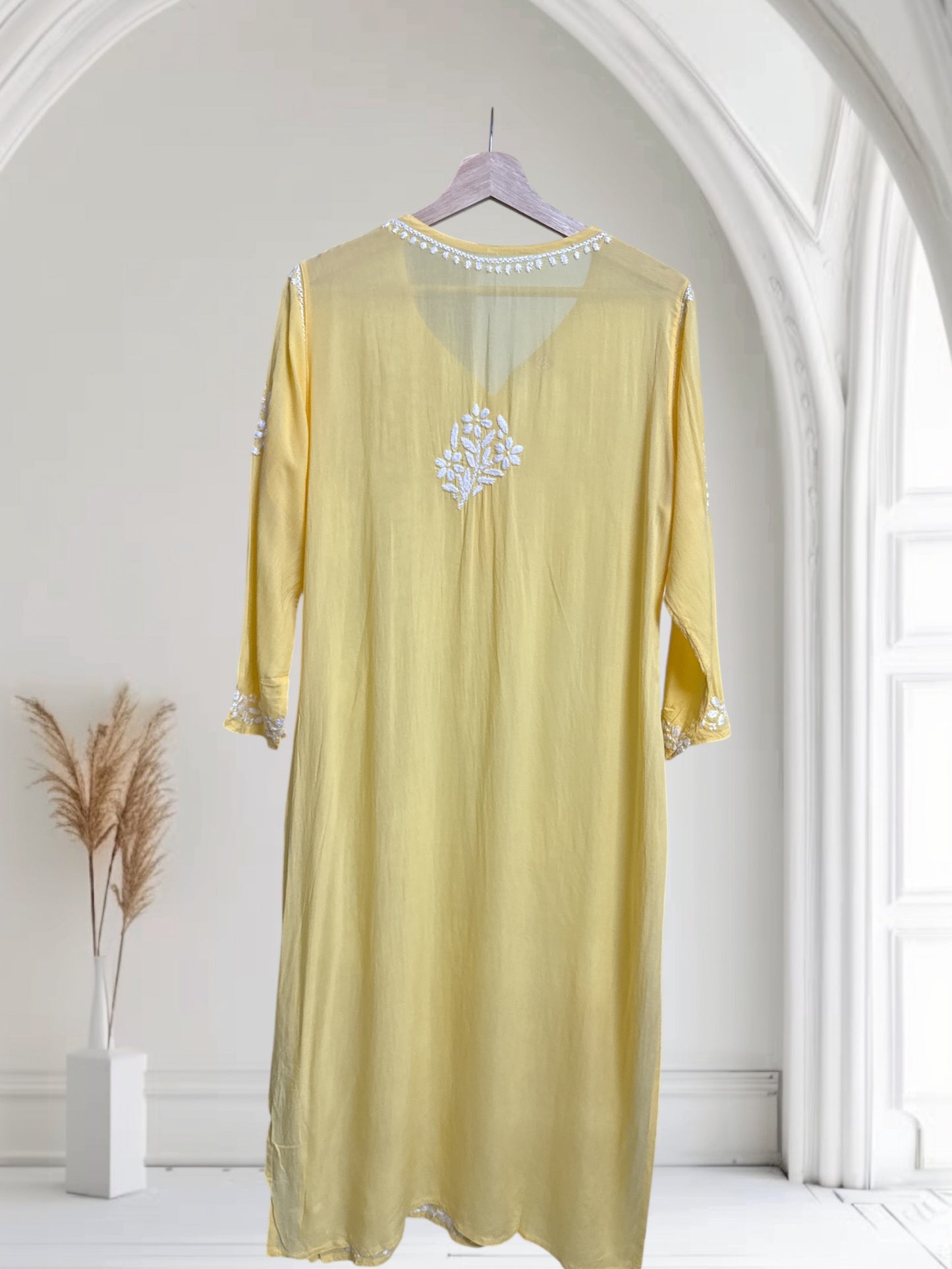 Nazakat Modal Kurta~Lime Yellow