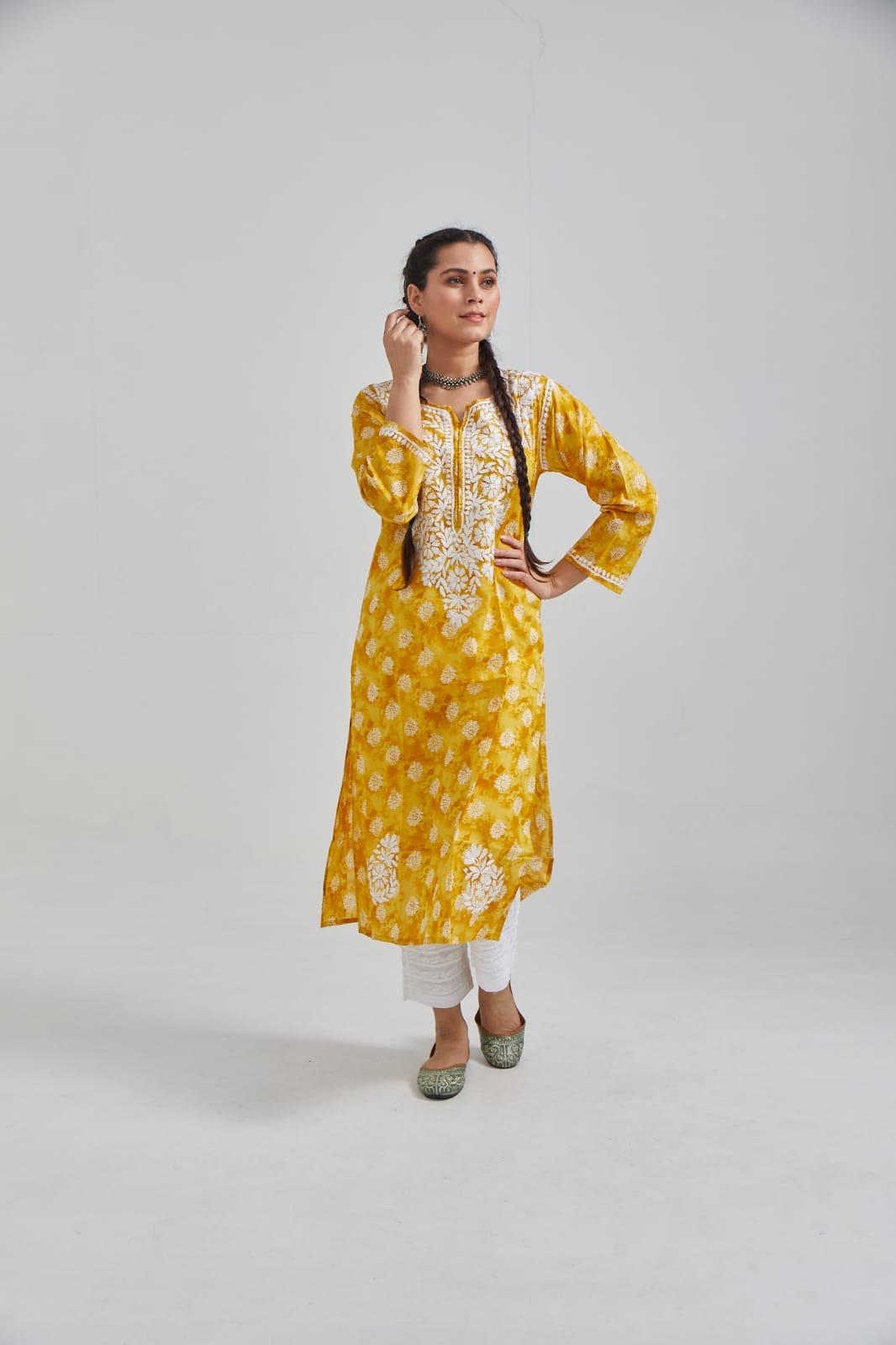 Mulmul Kurta in Yellow
