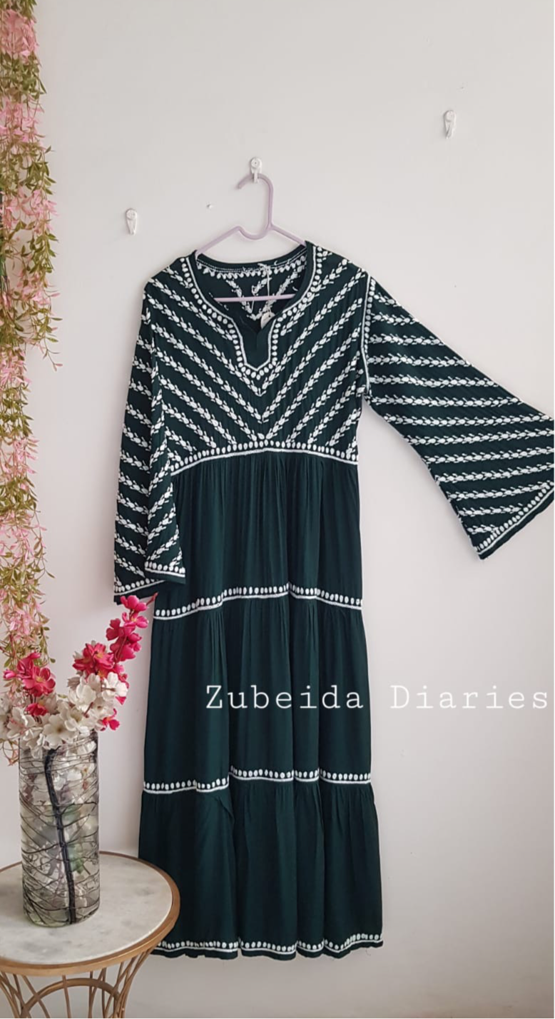Zaha Modal Dress in Bottle Green