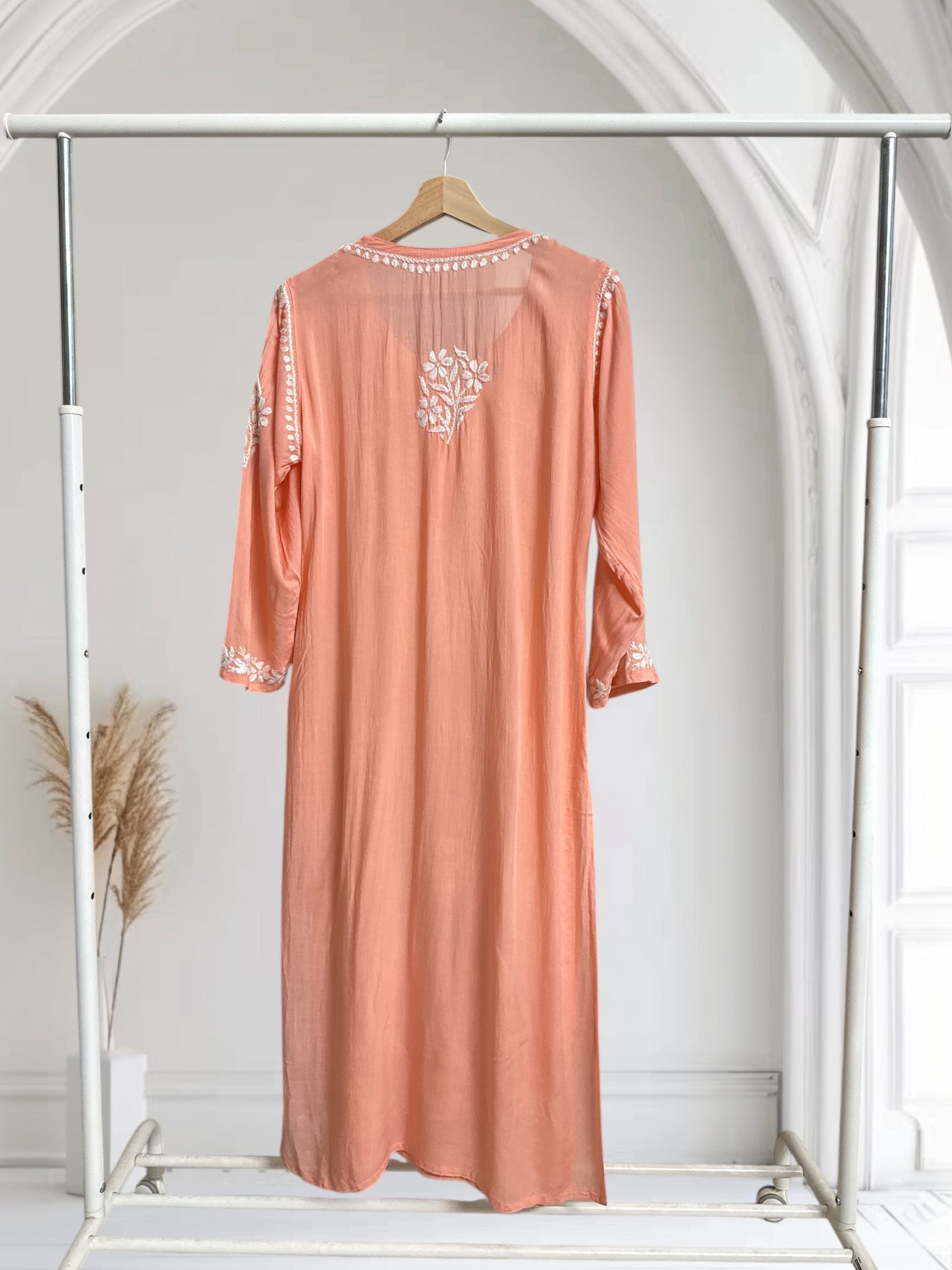 Nazakat Modal Kurta~Peachish Orange