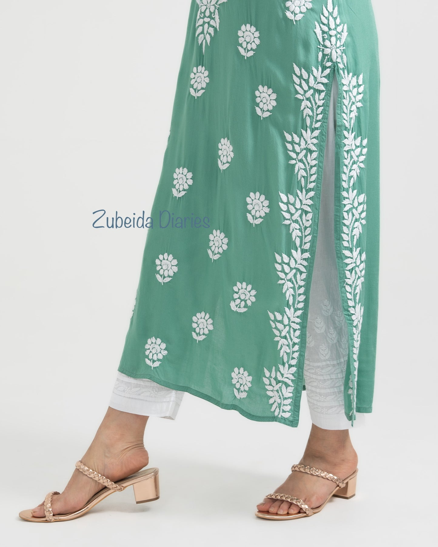 Nazakat Modal Kurta in Sage Green