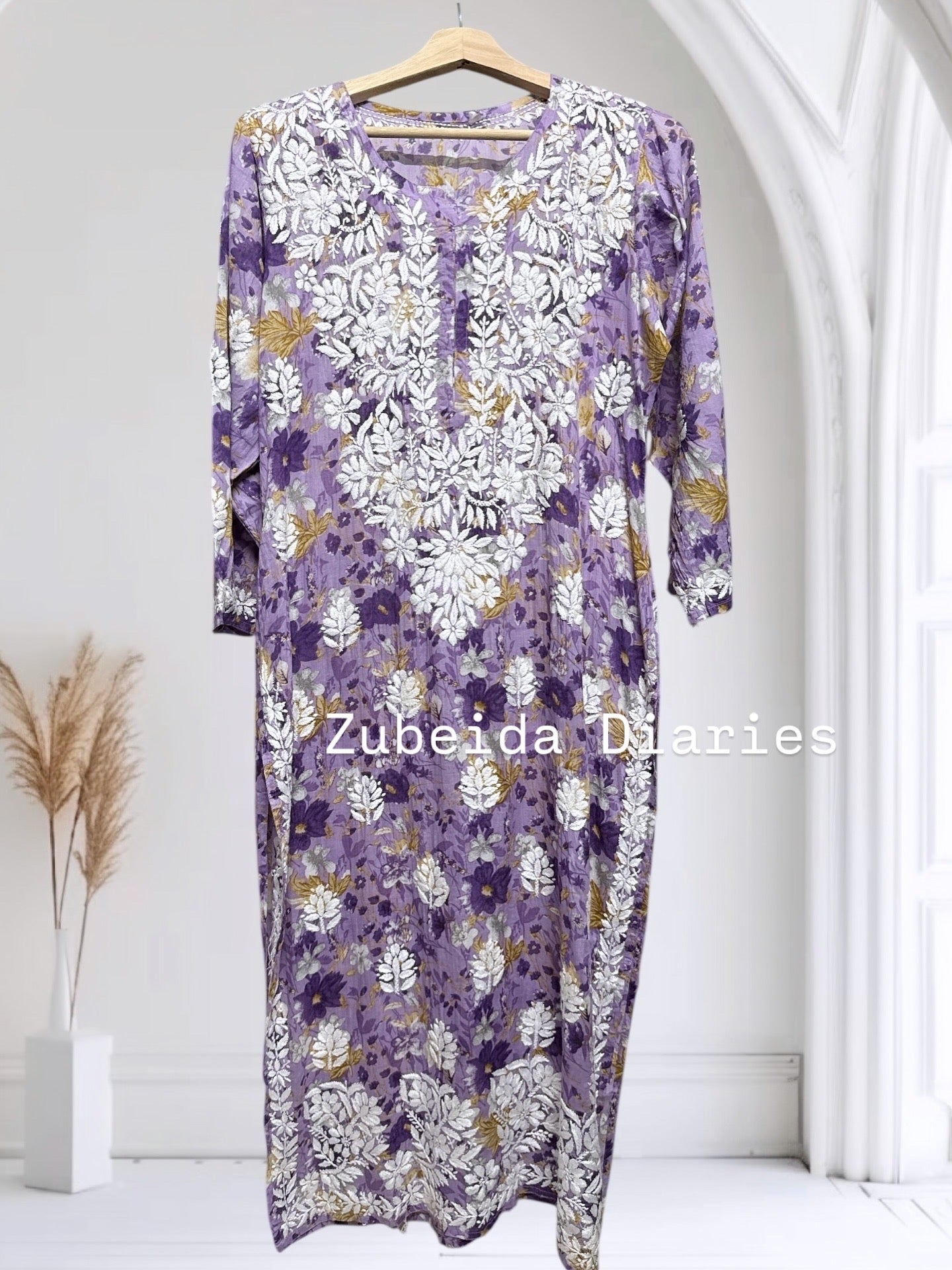 Ameyaa~Purple Mulmul Cotton Kurta