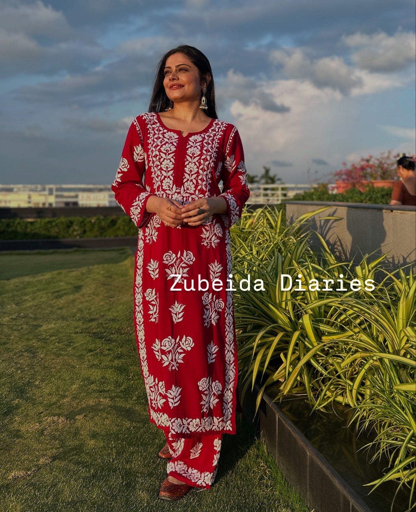 Maroon- Hand embroidered modal set