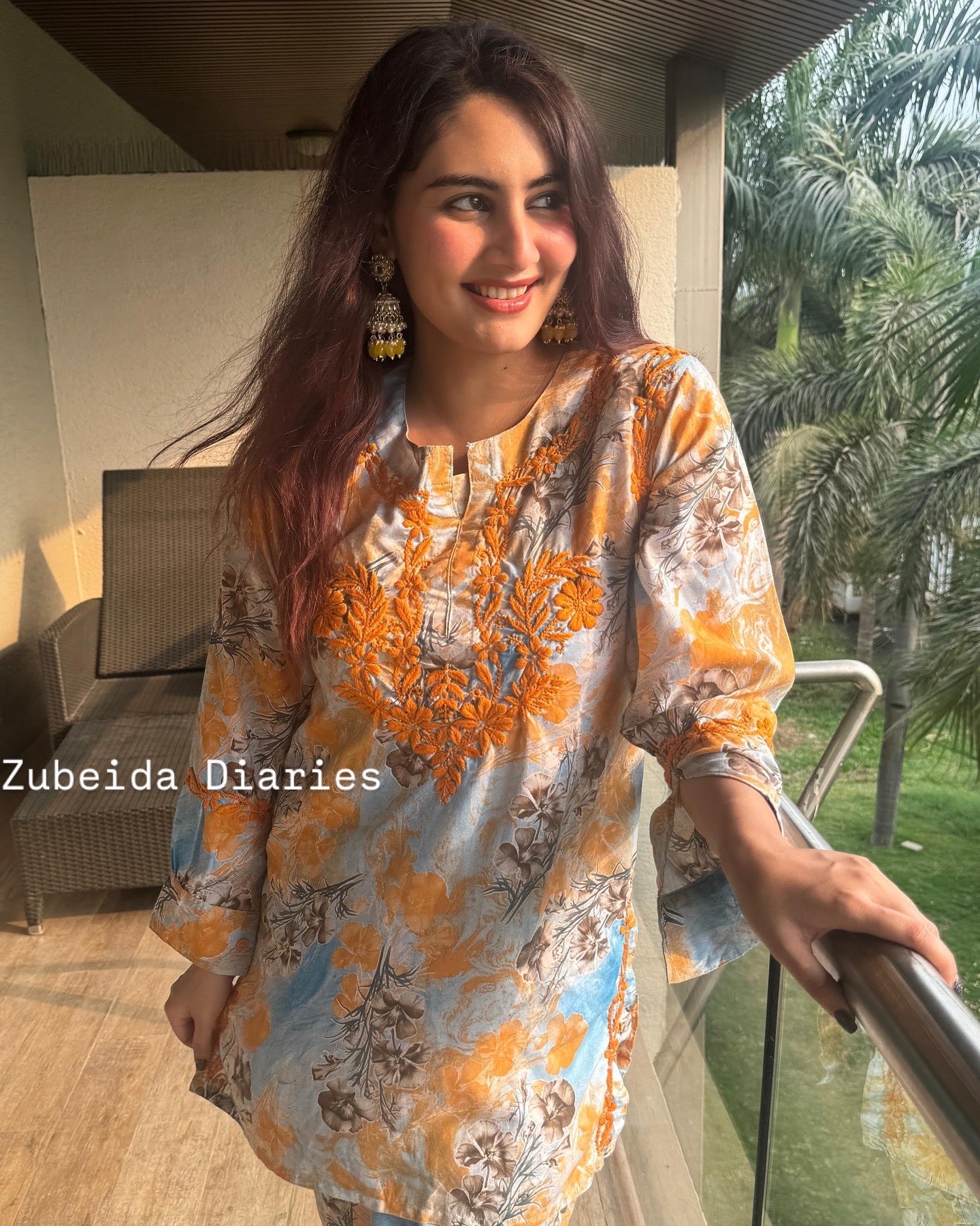 Printed Co-ord Set ~ Yellow Embroidery