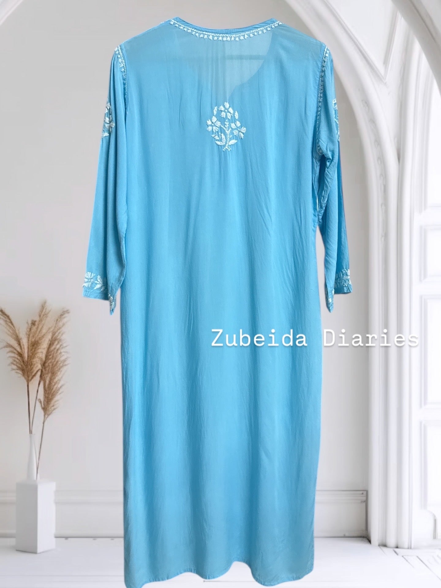 Nazakat Modal Kurta~Aqua Blue