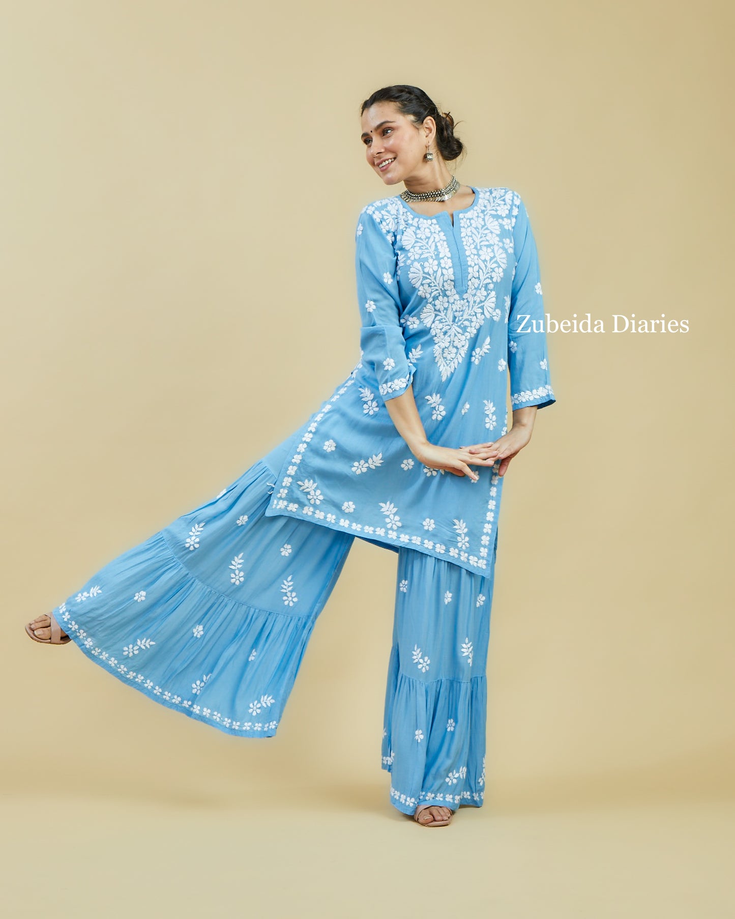 Aafreen Modal Garara Set in Powder Blue