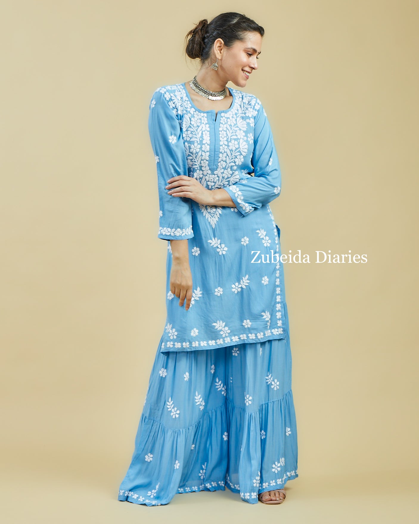 Aafreen Modal Garara Set in Powder Blue