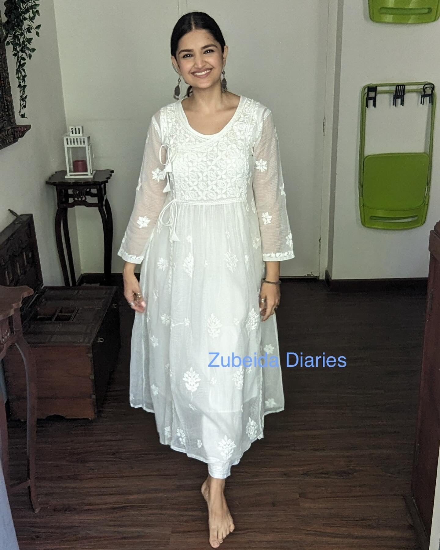 Kota Angrakha Kurta in White