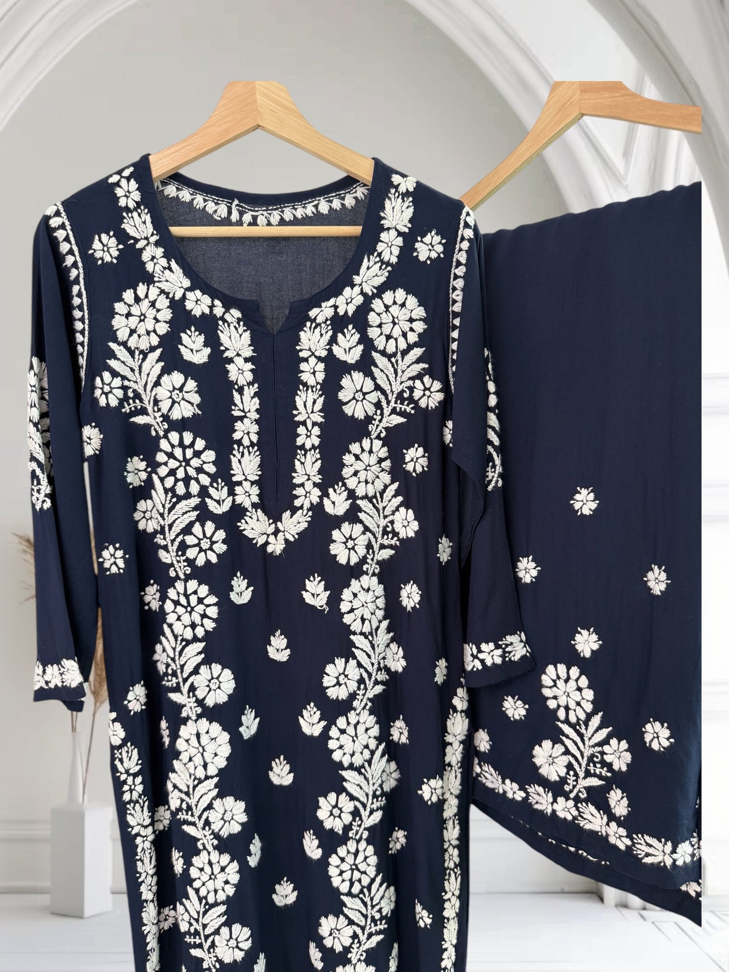 Navy Blue ~ Rayon Kurta Palazzo Set