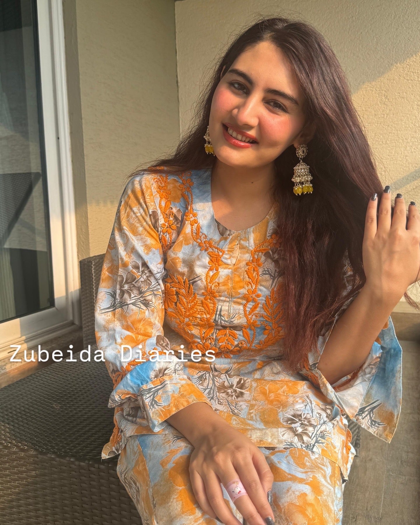 Printed Co-ord Set ~ Yellow Embroidery