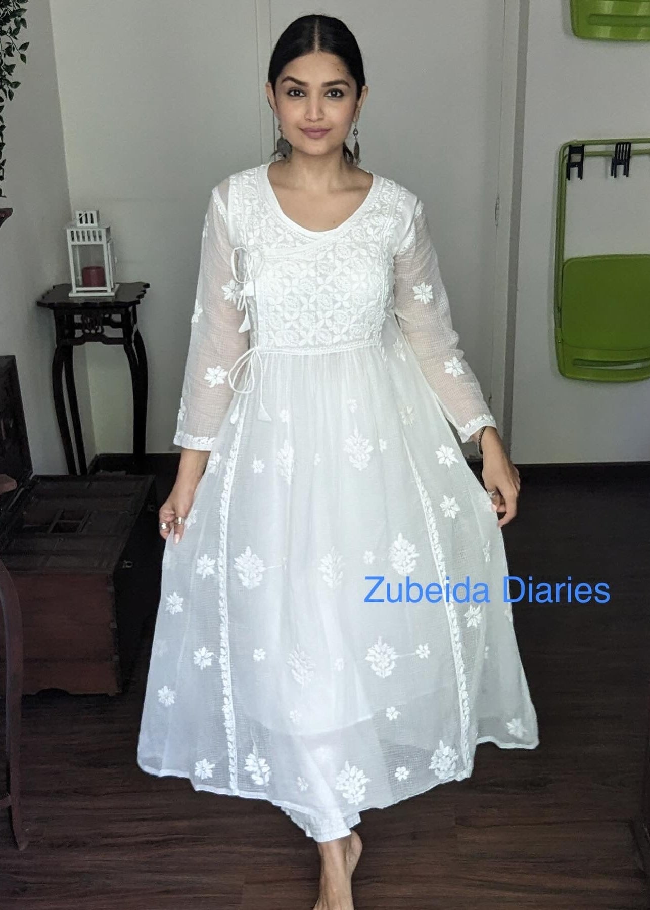 Kota Angrakha Kurta in White