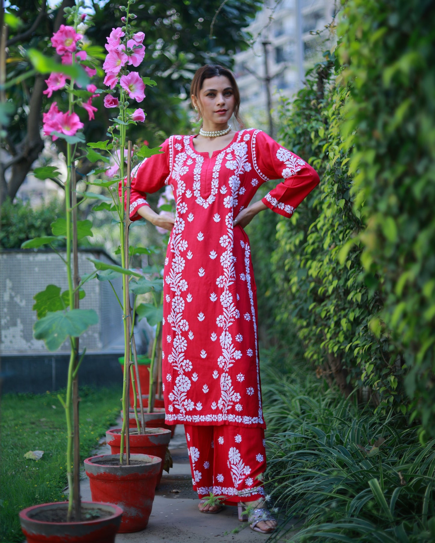 Hot Pink ~ Rayon Kurta Palazzo Set