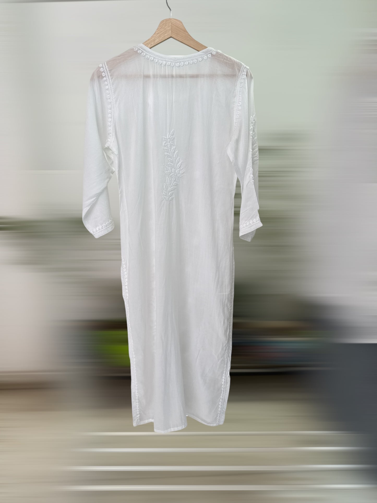 White Modal Kurta Bale Embroidery