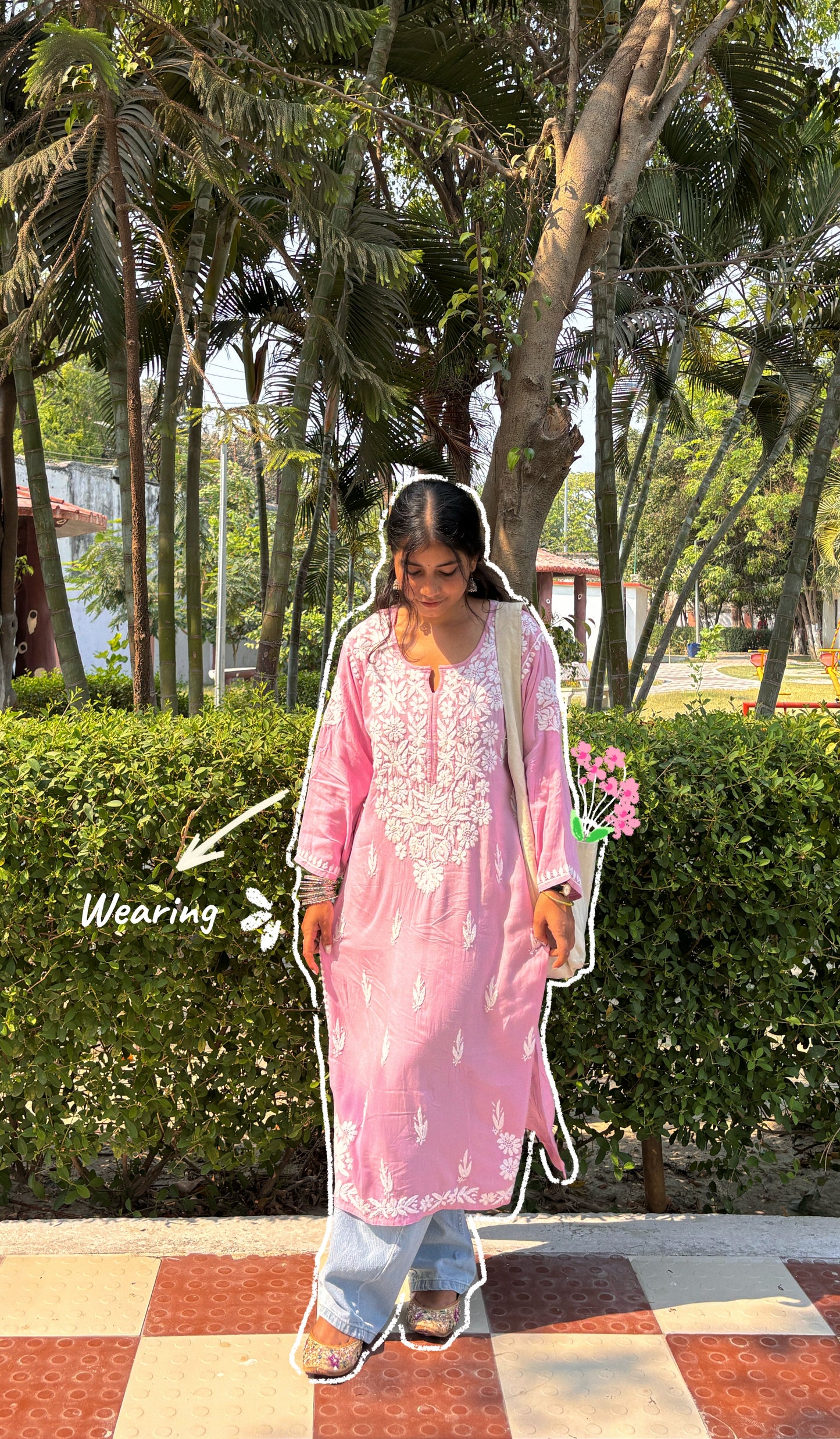 Gulabi Rayon Boota-Embroidery Kurta