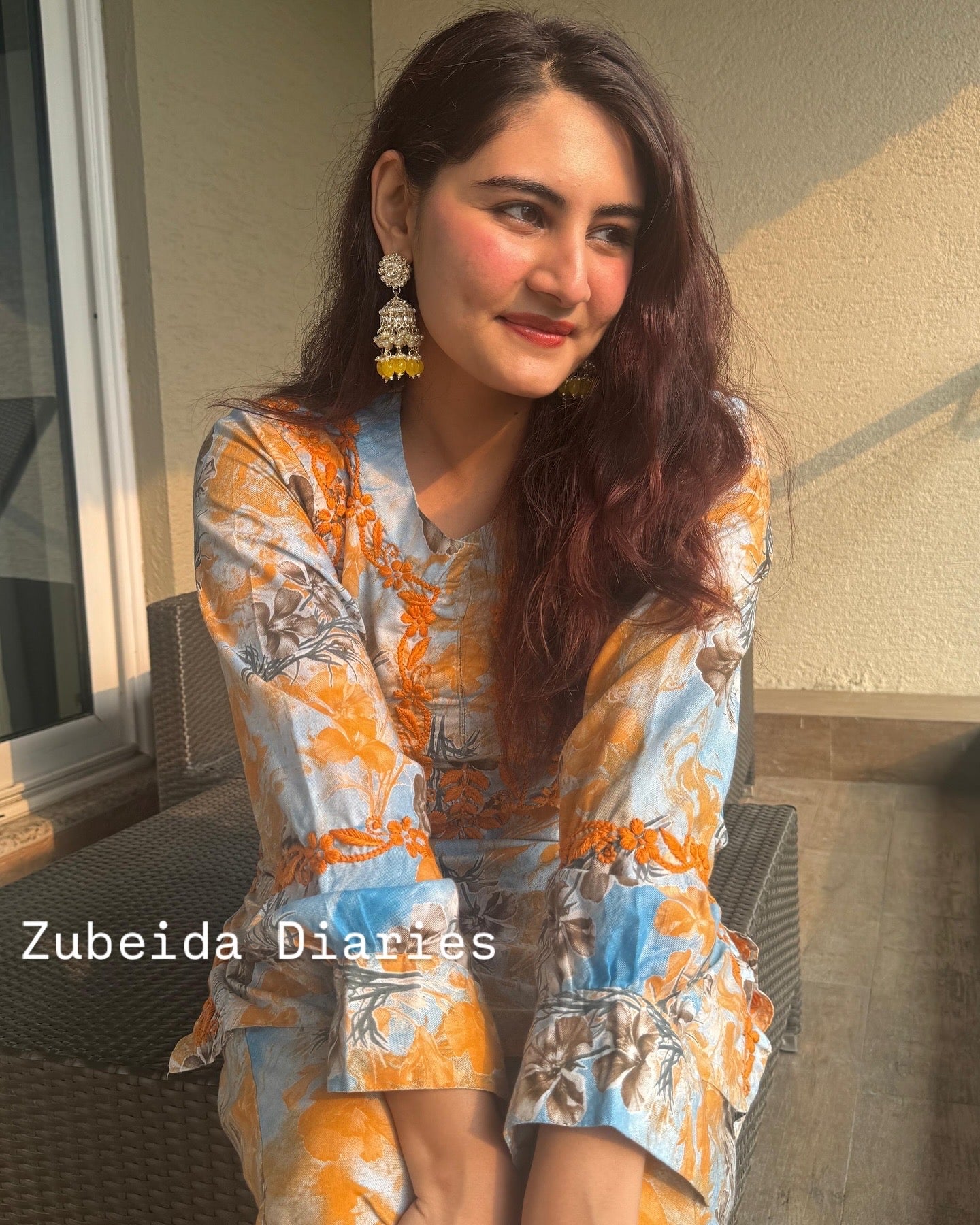 Printed Co-ord Set ~ Yellow Embroidery