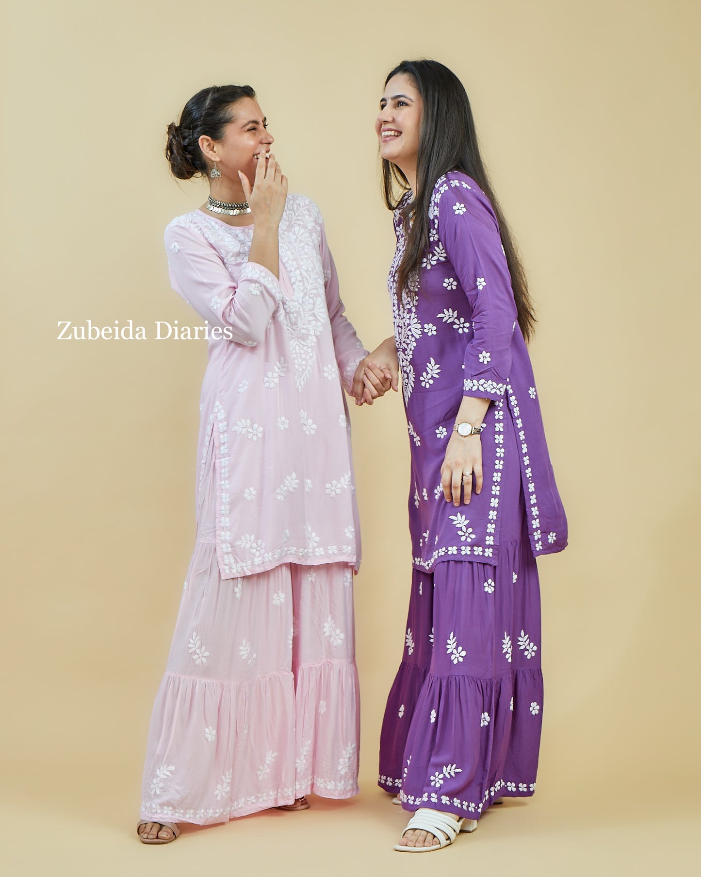 Afreen Modal Garara Set in Pastel Pink