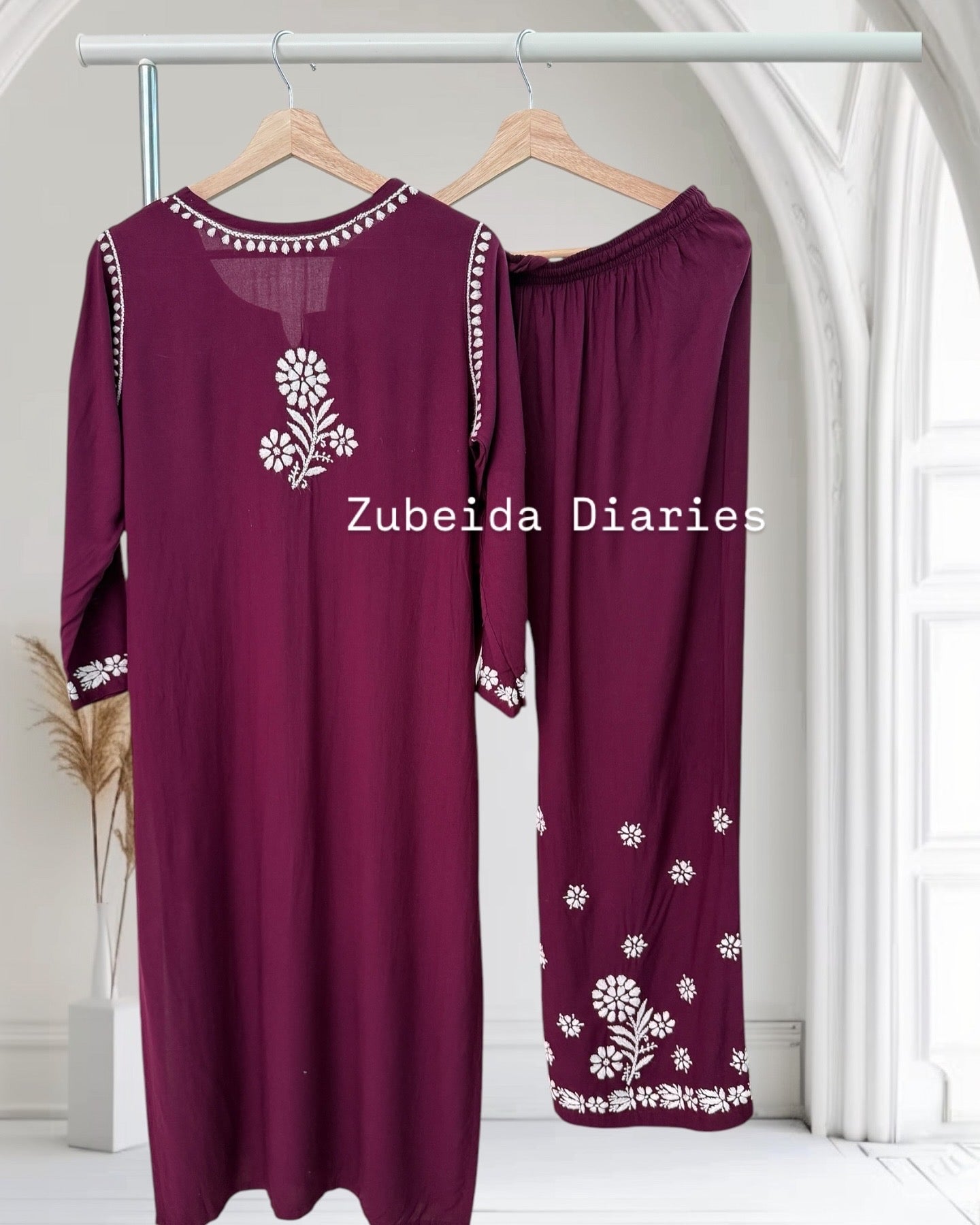 Wine ~ Rayon Kurta Palazzo Set