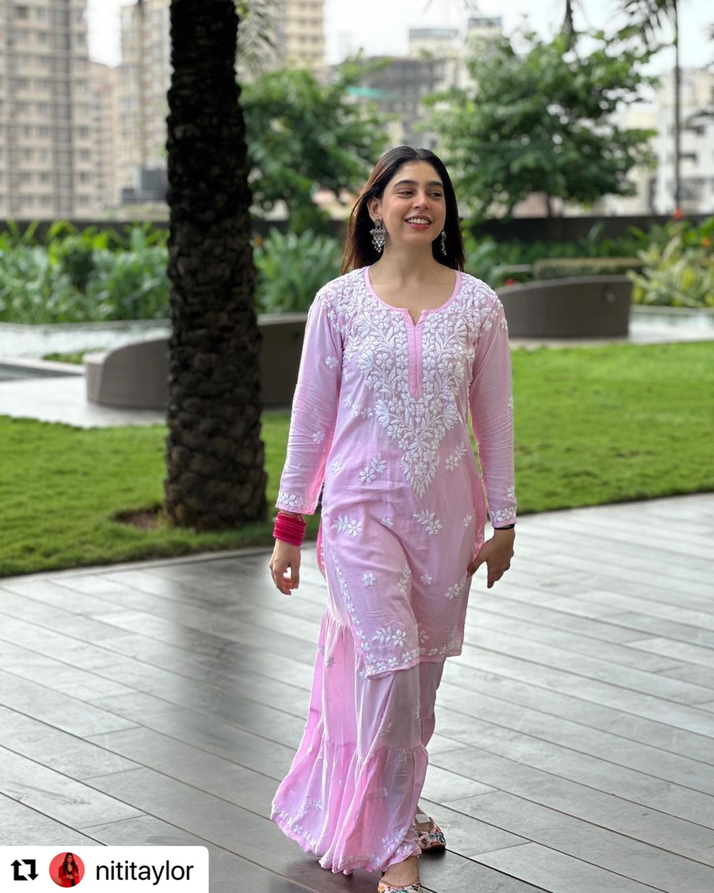 Afreen Modal Garara Set in Pastel Pink