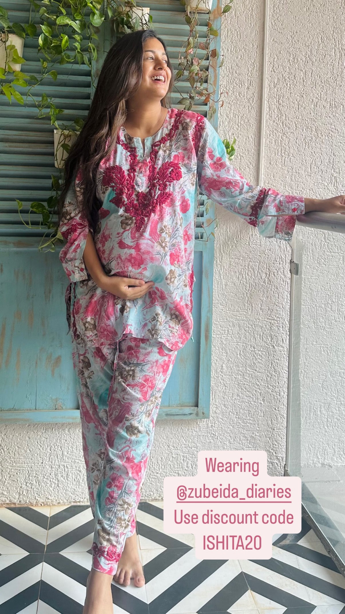 Ishita Dutta in Printed Co-ord Set ~ Dark Pink Embroidery