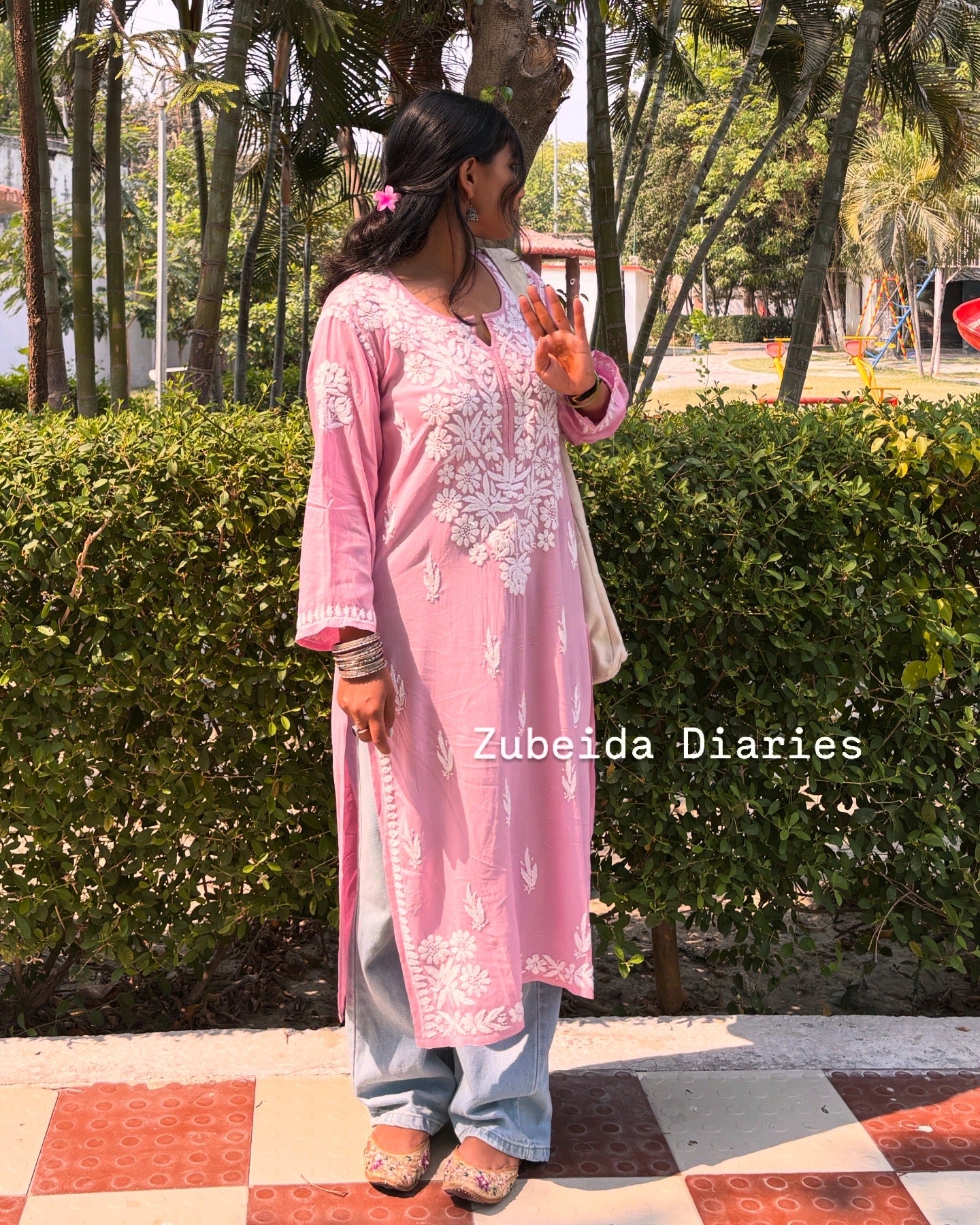 Gulabi Rayon Boota-Embroidery Kurta