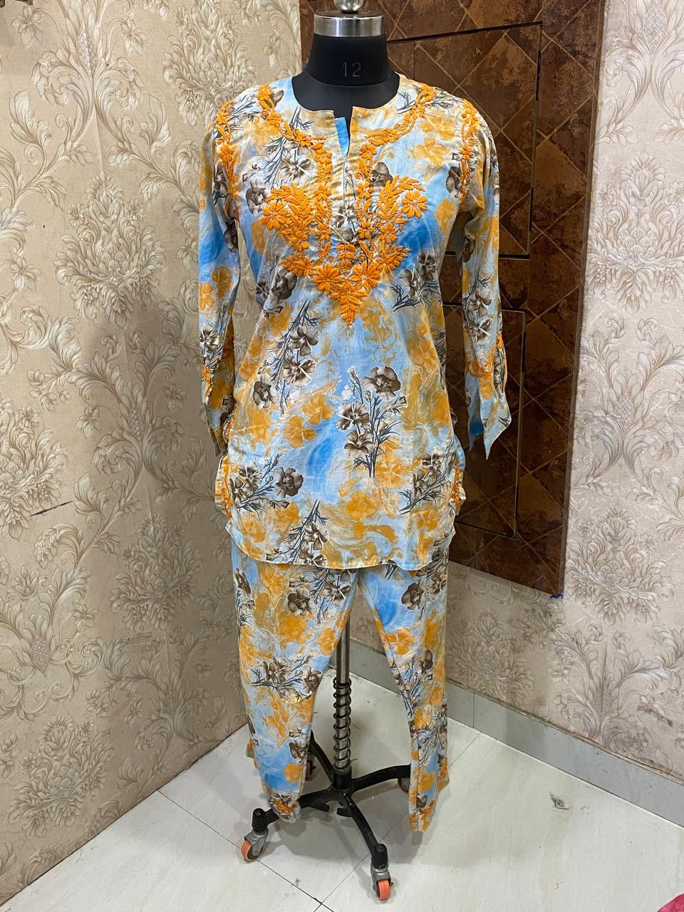 Printed Co-ord Set ~ Yellow Embroidery