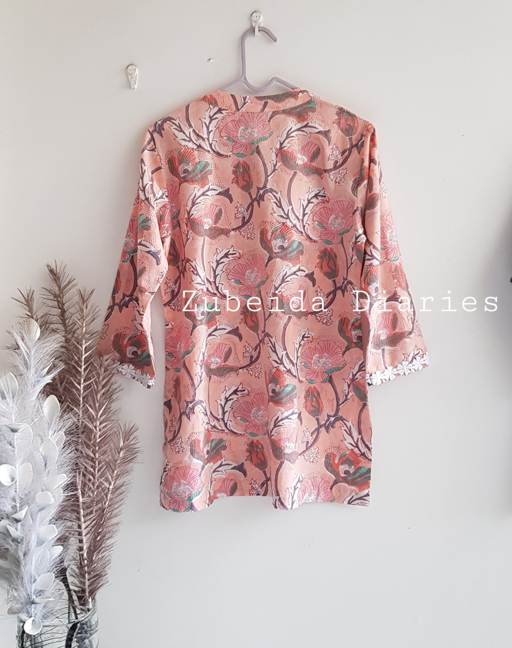 Lace Cotton Short Top - Peach