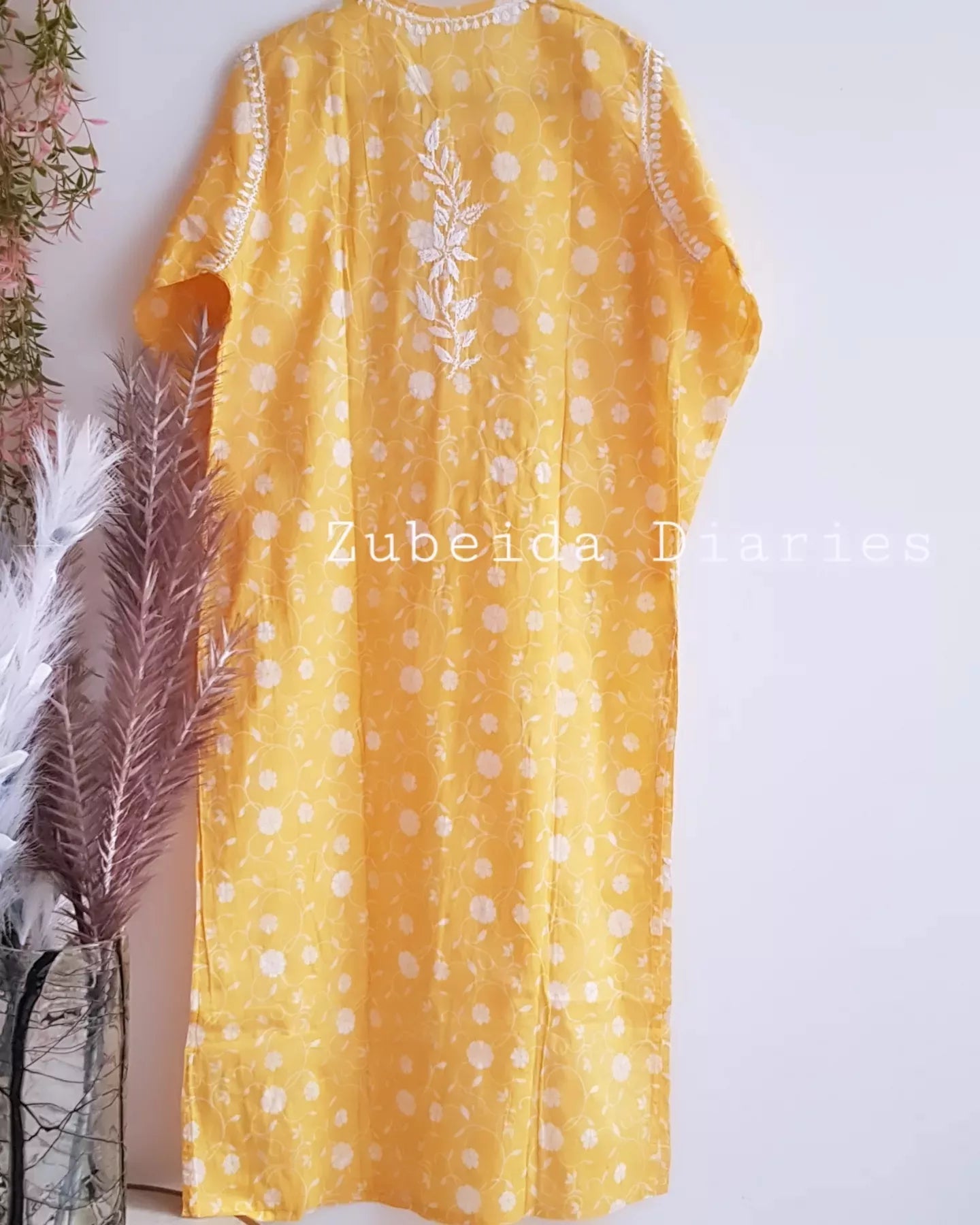 Makhmali Mulmul Kurta in Yellow
