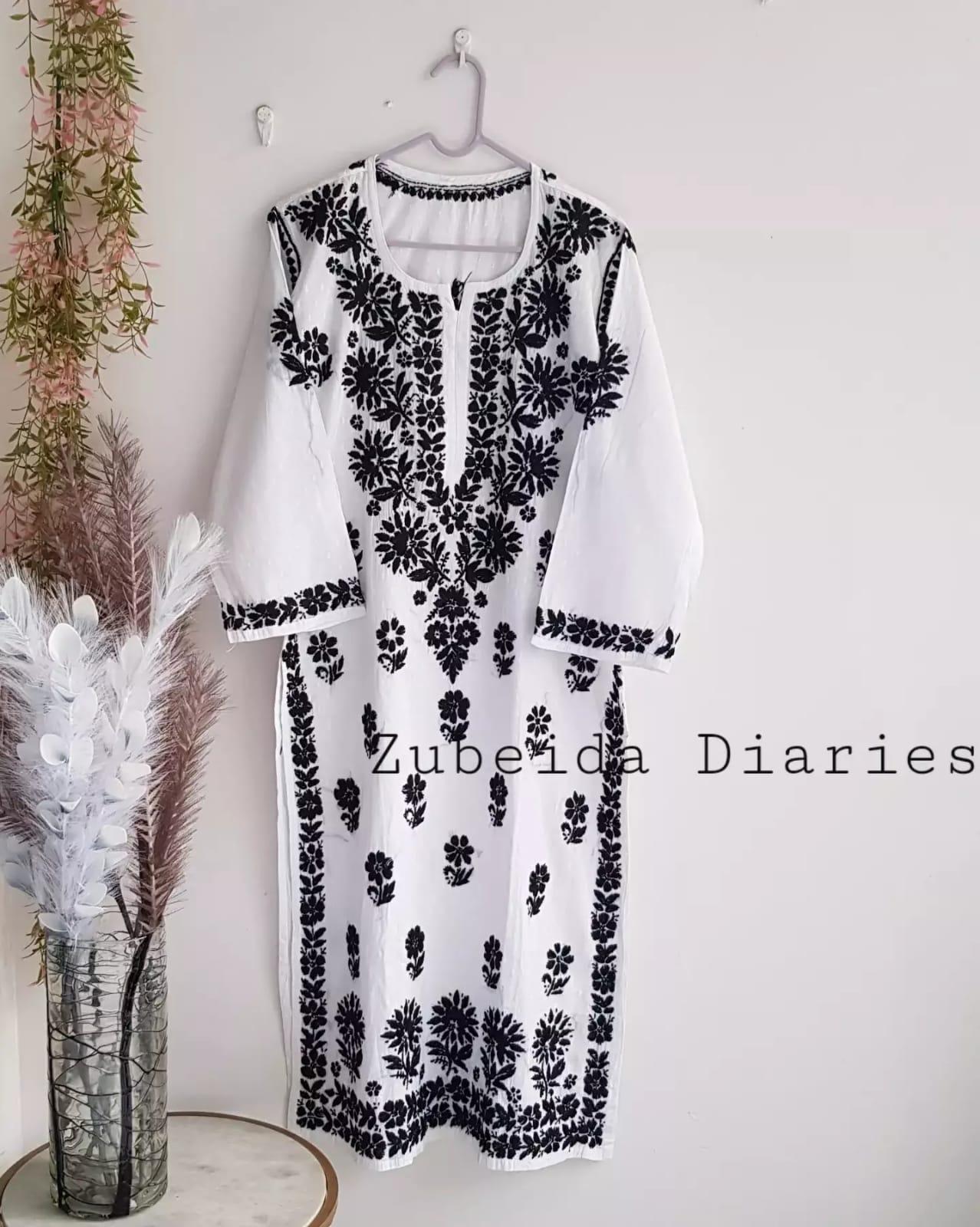 Alizeh Cotton Kurta ~ Black Embroidery