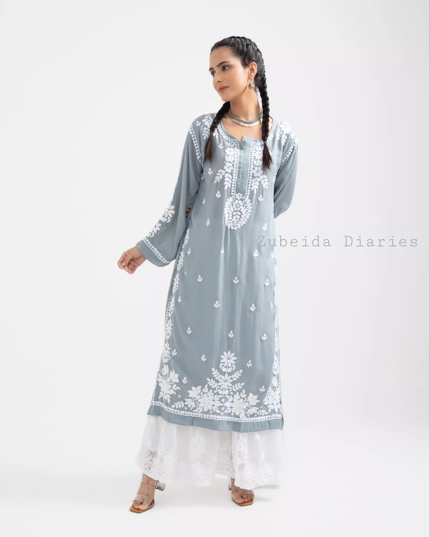 Premium~Nazakat Modal Kurta in Grey