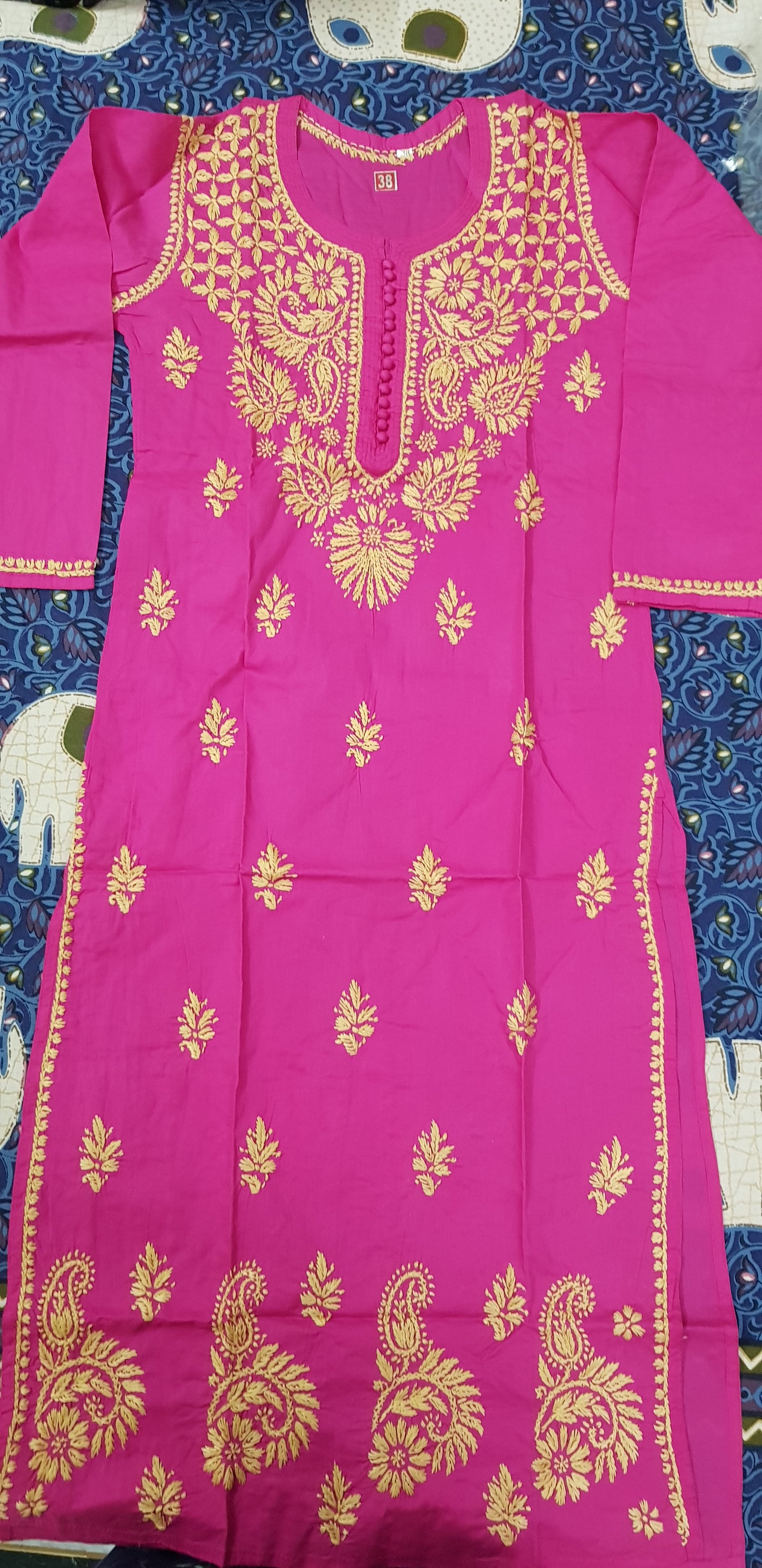 Rozana Cotton Kurta - Magenta Pink