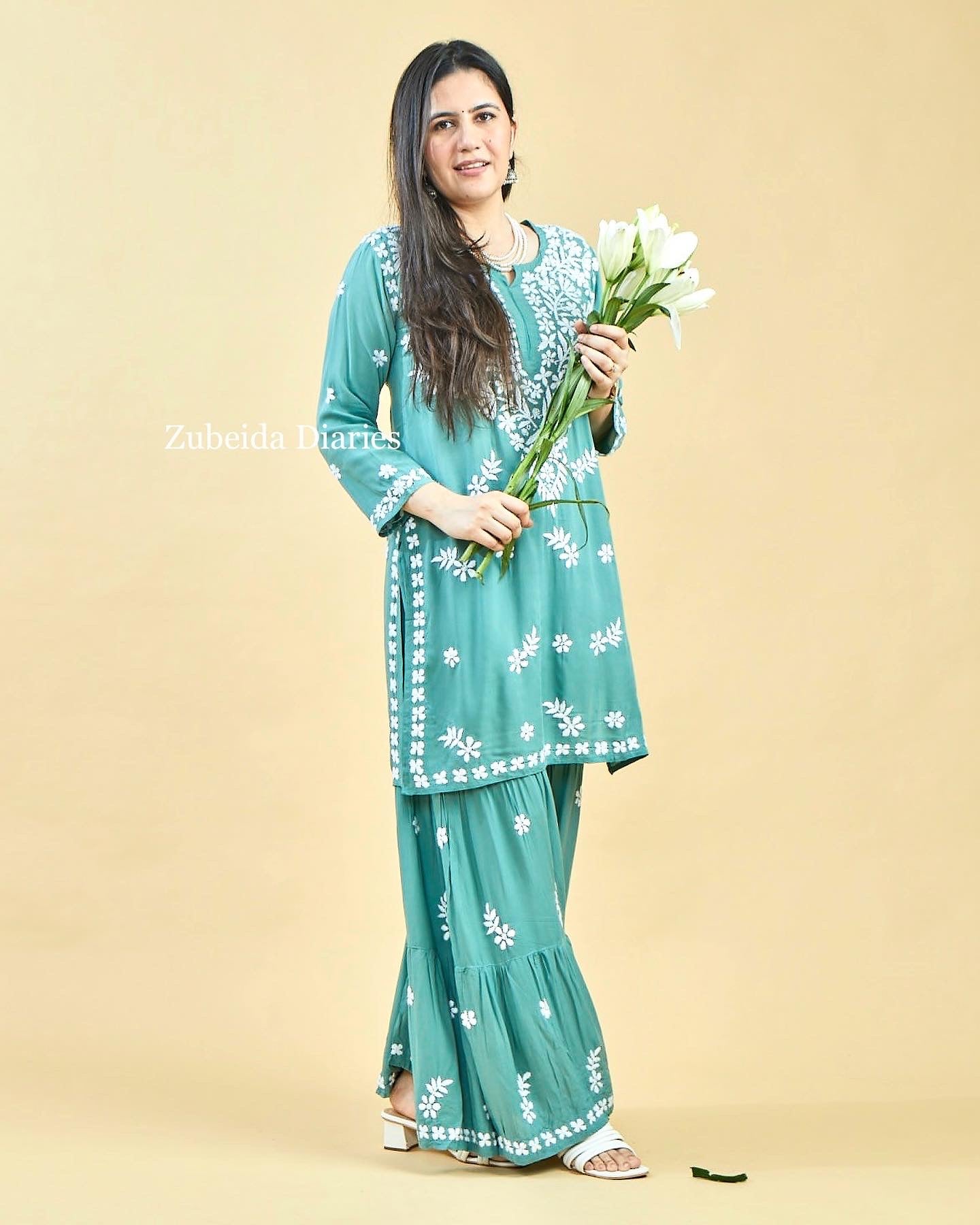 Aafreen Sage green Modal garara set