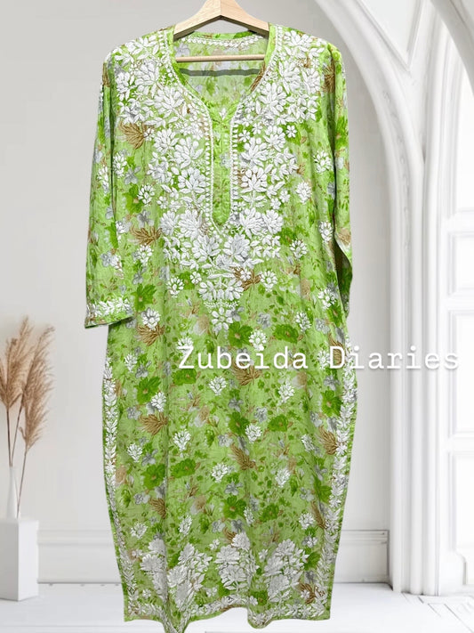 Ameyaa~Green Mulmul Cotton Kurta