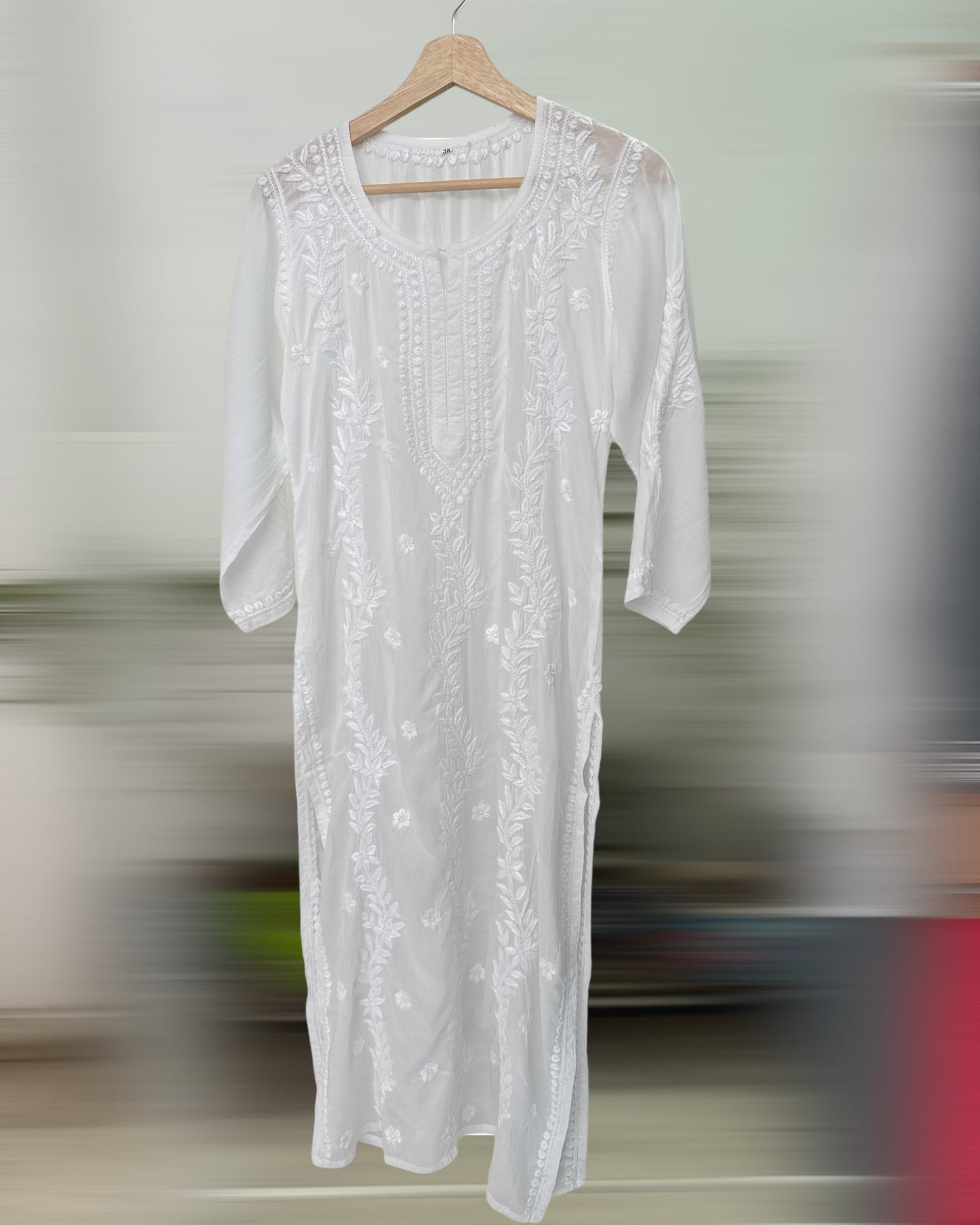 White Modal Kurta Bale Embroidery