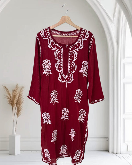 Rose Modal Kurtas ~ Maroon