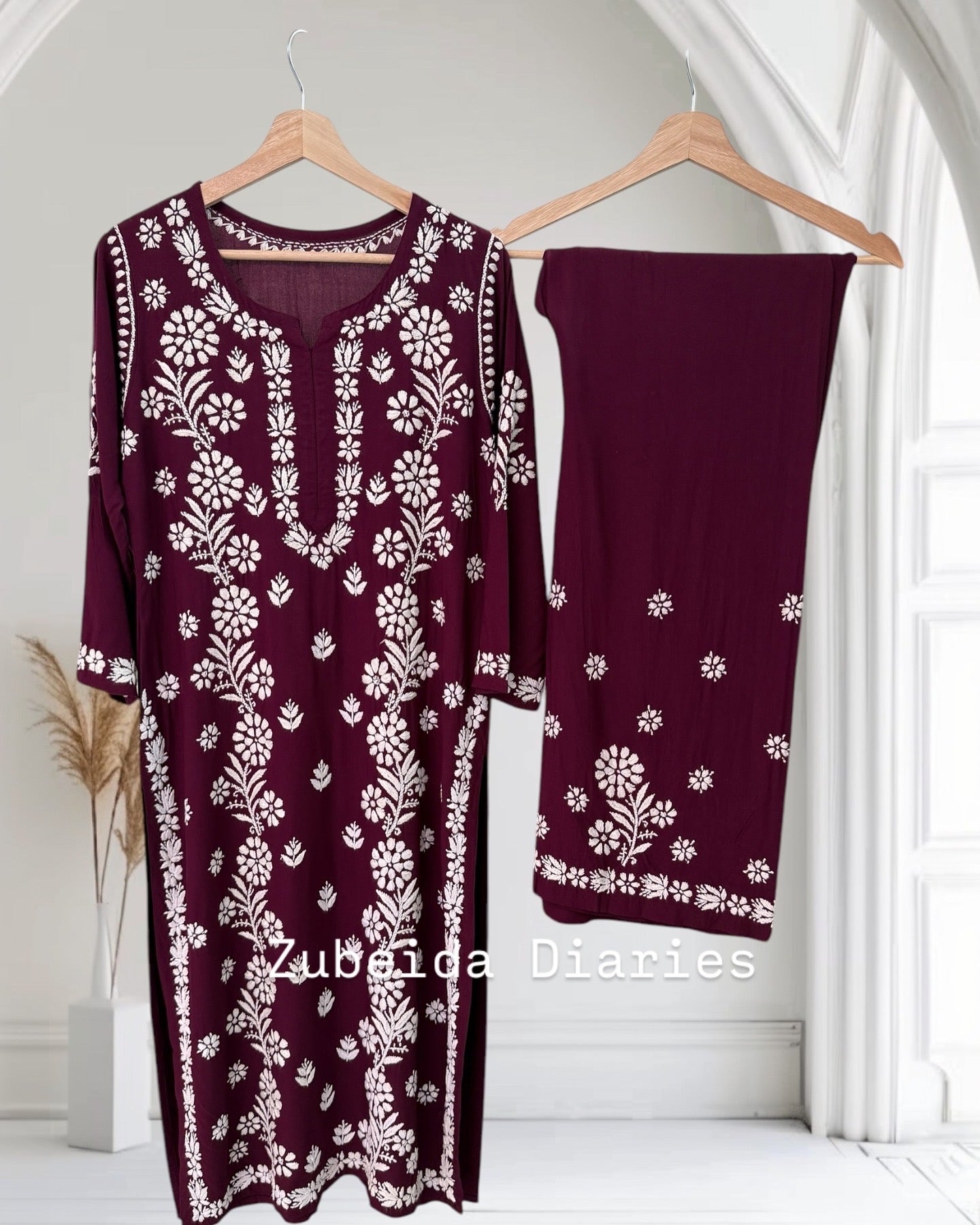 Wine ~ Rayon Kurta Palazzo Set