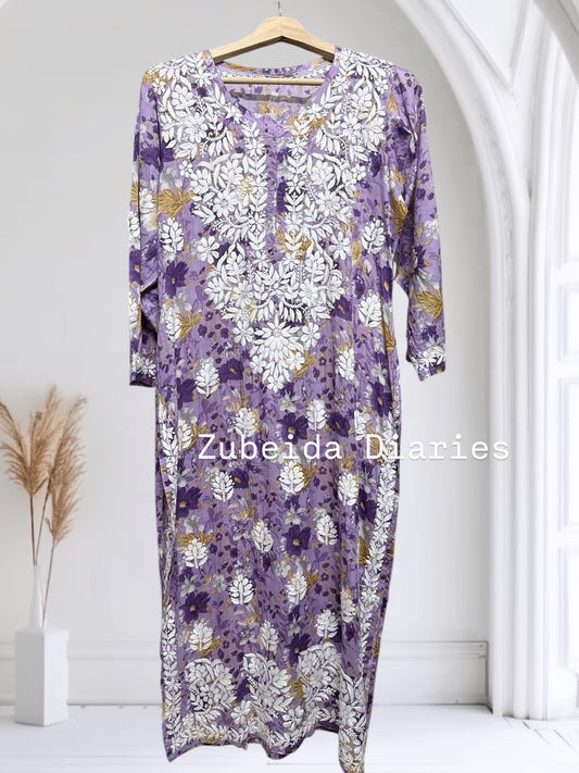 Ameyaa~Purple Mulmul Cotton Kurta