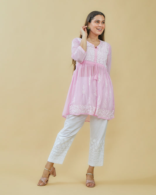 Short Georgette Top - Baby Pink