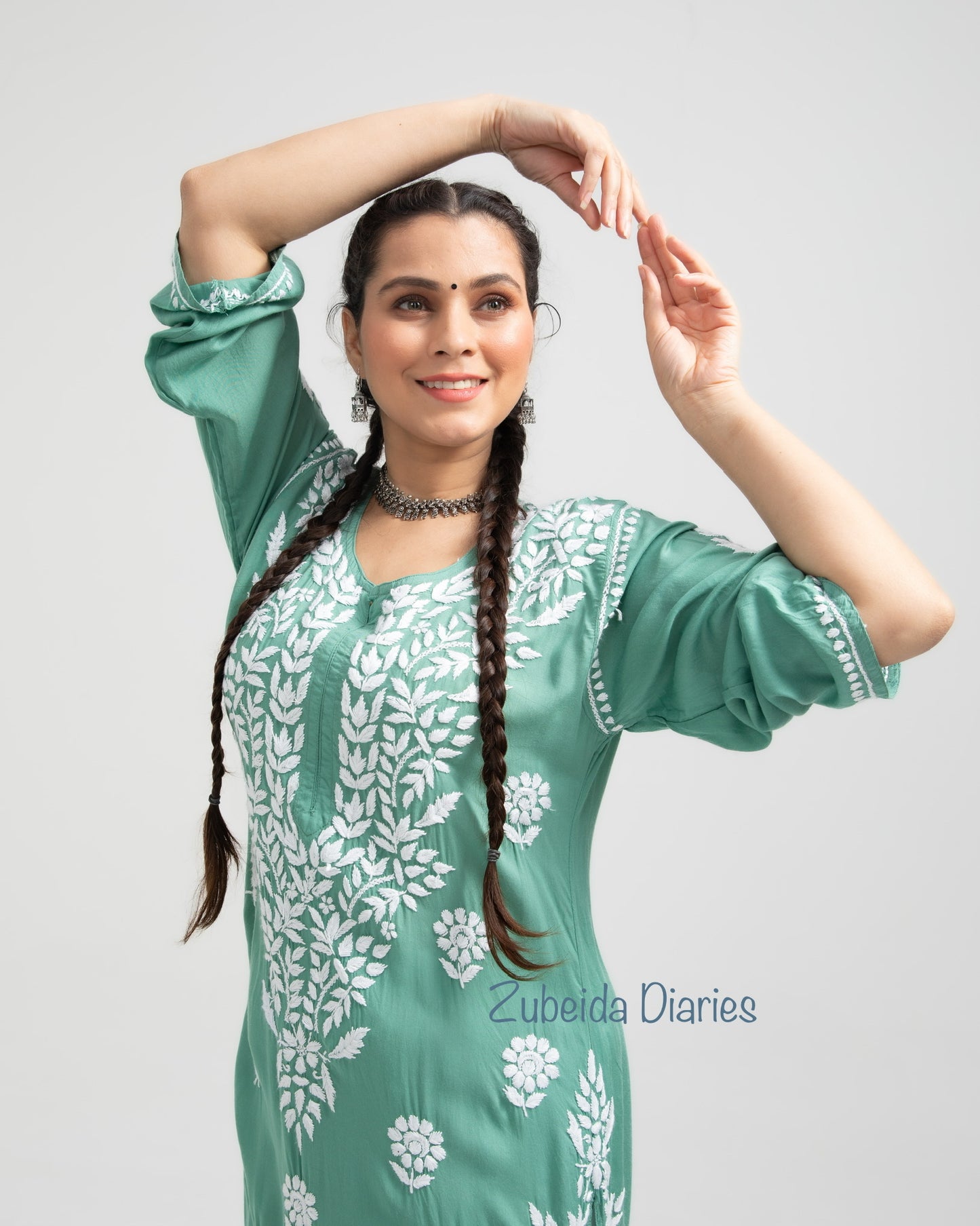 Nazakat Modal Kurta in Sage Green
