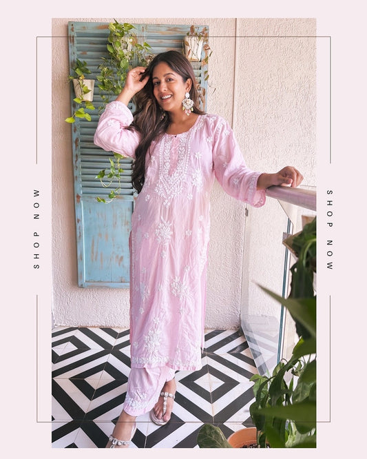 Ishita Dutta in Nazneen Modal hand embroidered set